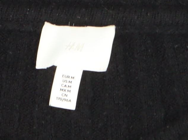 H&M Women’s Black Ribbed Boat Neck Pullover Jumper Size 12