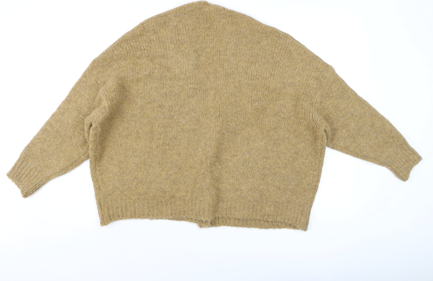 Topshop Women Beige Chunky Knit V-Neck Cardigan Size S