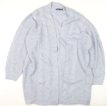 Threadbare Women's Grey 2XL Cable-Knit Open Front Cardigan