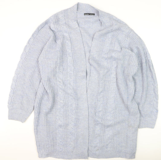 Threadbare Women's Grey 2XL Cable-Knit Open Front Cardigan
