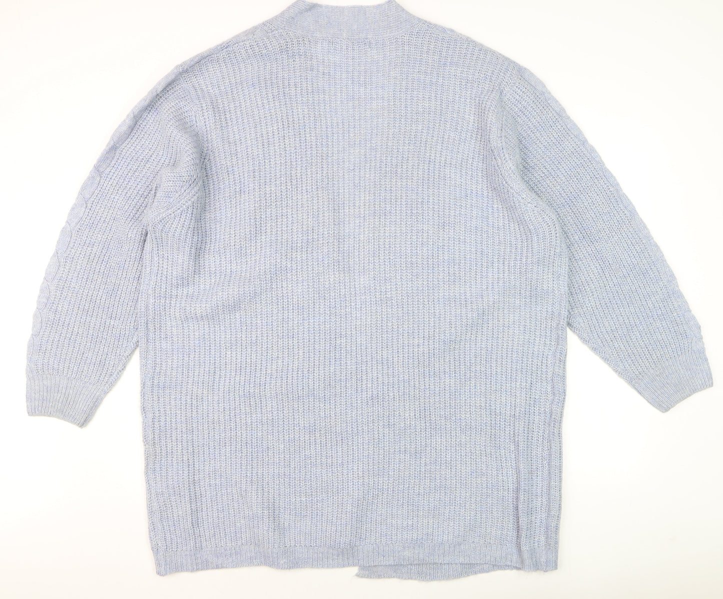 Threadbare Women's Grey 2XL Cable-Knit Open Front Cardigan