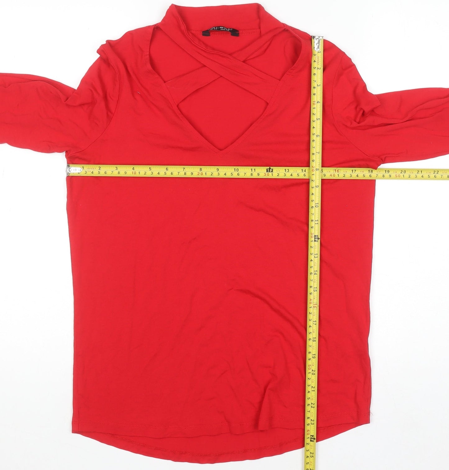 Select Women’s Red Long Sleeve V-Neck Stretch Jersey Top Size 14