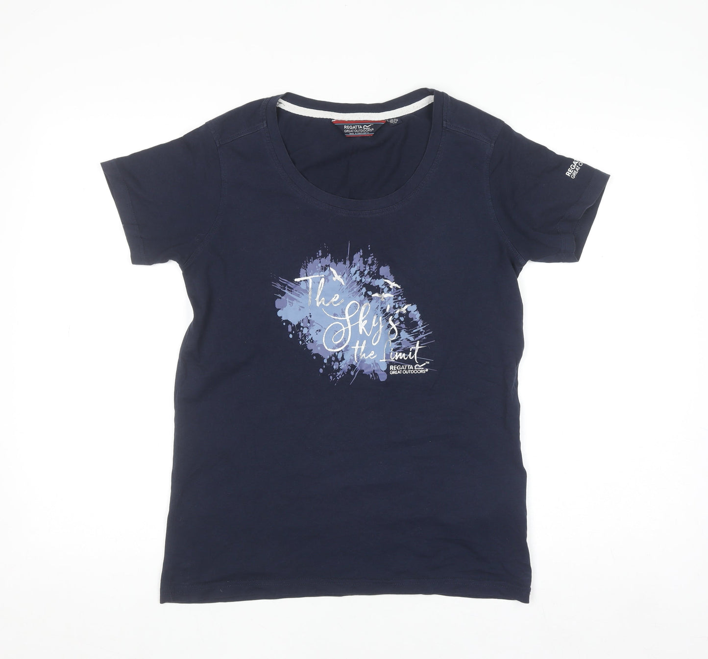 Regatta Women's Blue Cotton Graphic T-Shirt Size 10 Crew Neck Outdoor