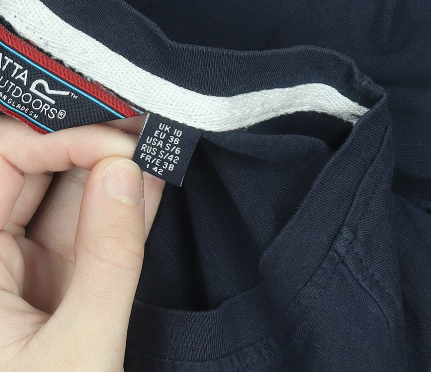 Regatta Women's Blue Cotton Graphic T-Shirt Size 10 Crew Neck Outdoor
