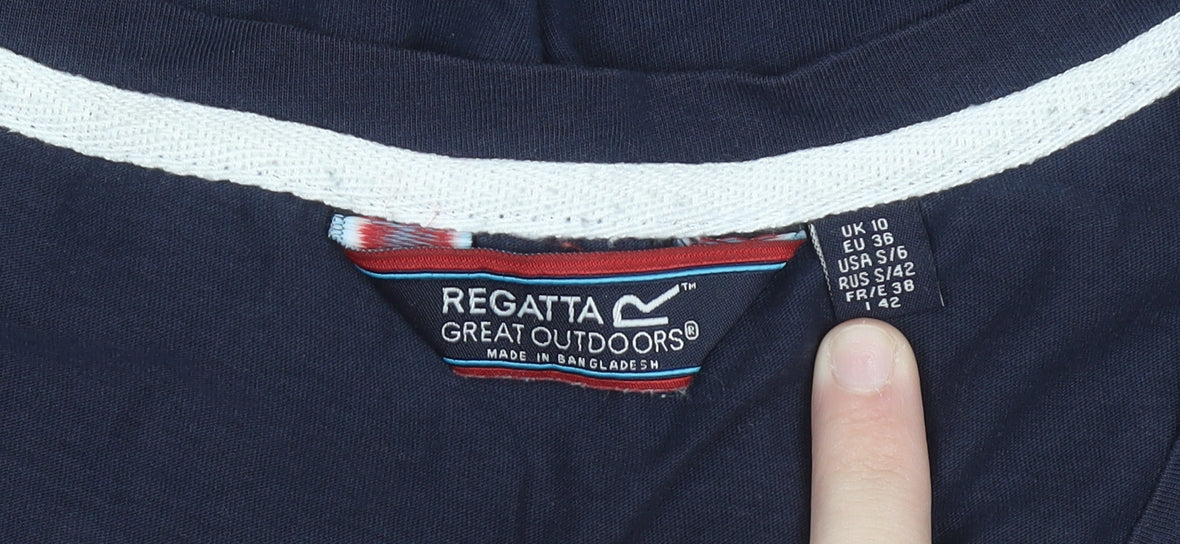 Regatta Women's Blue Cotton Graphic T-Shirt Size 10 Crew Neck Outdoor
