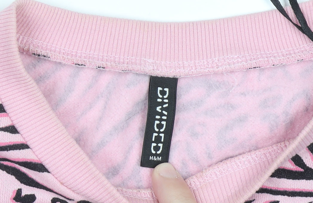 H&M Divided Womens Pink Animal Print Pullover Sweatshirt Size S