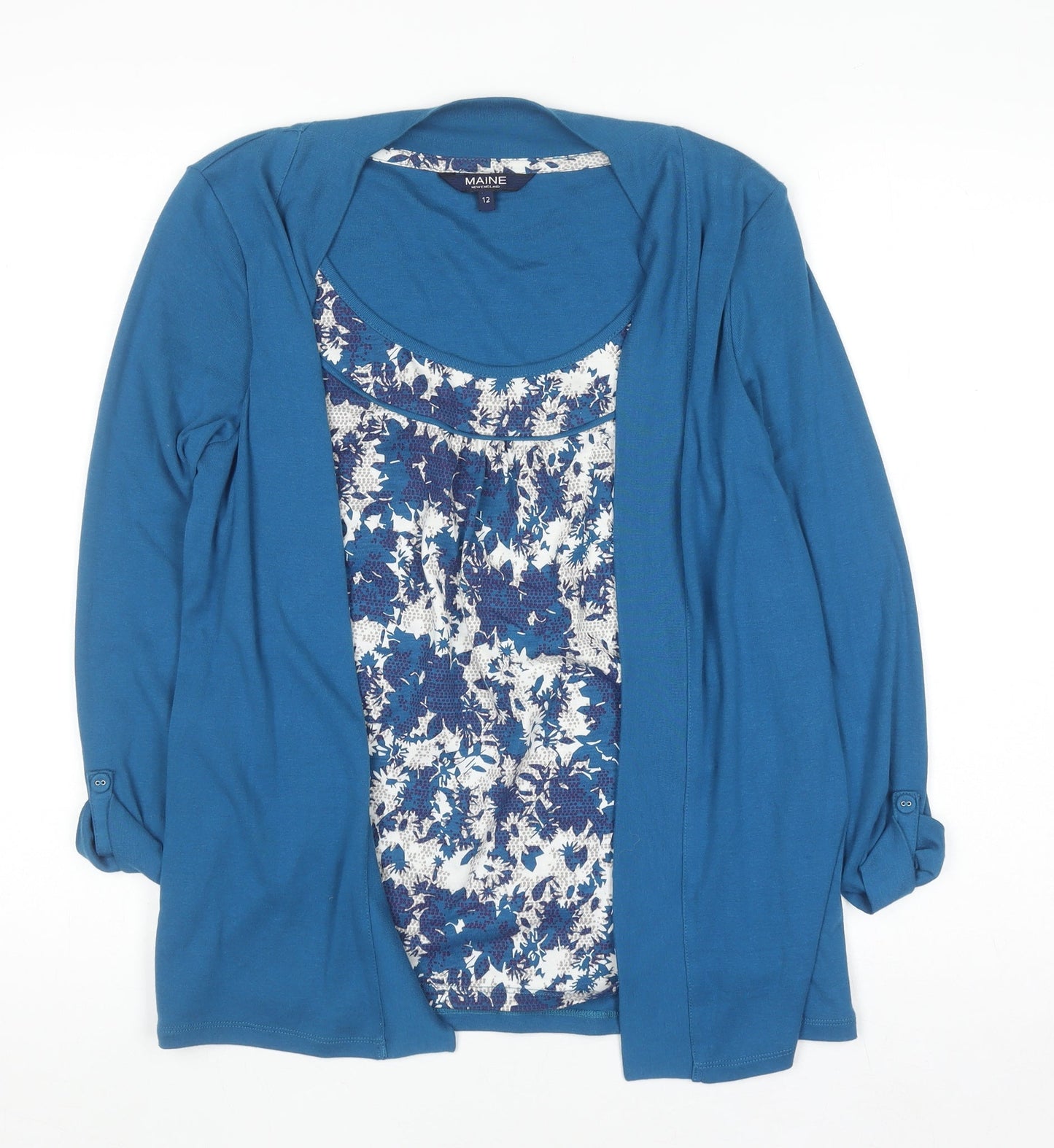 Maine New England Women's Blue Floral Tunic Top Size 12