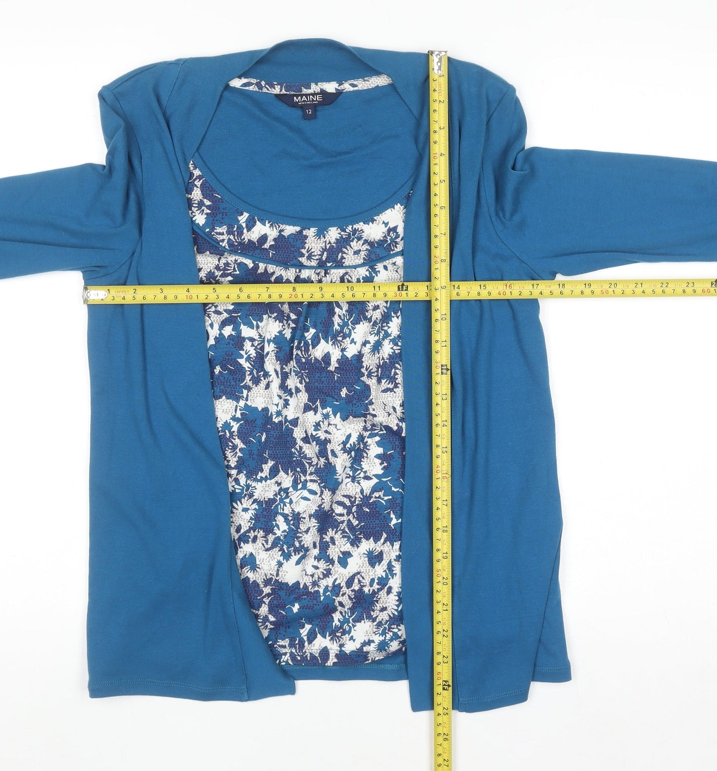 Maine New England Women's Blue Floral Tunic Top Size 12