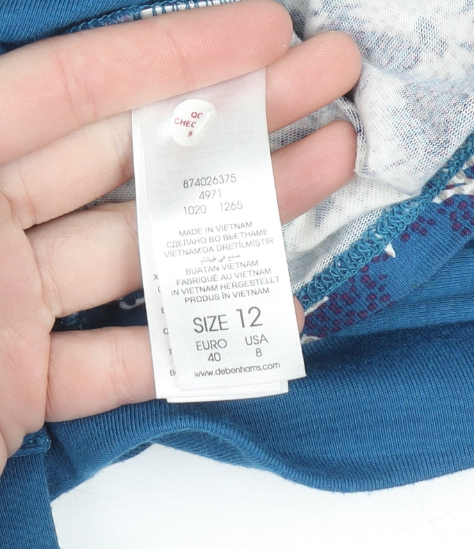 Maine New England Women's Blue Floral Tunic Top Size 12