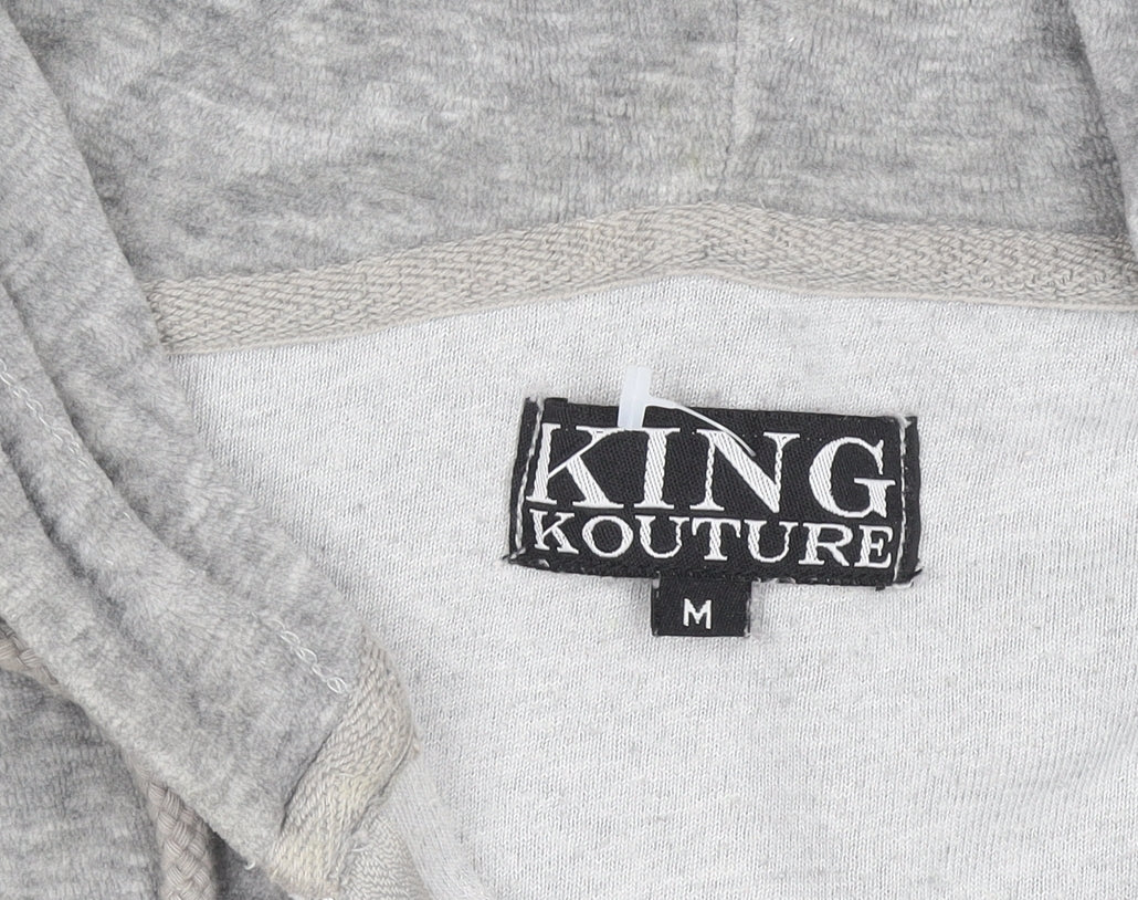King Kouture Men's Grey Full Zip Hoodie Size M Cotton