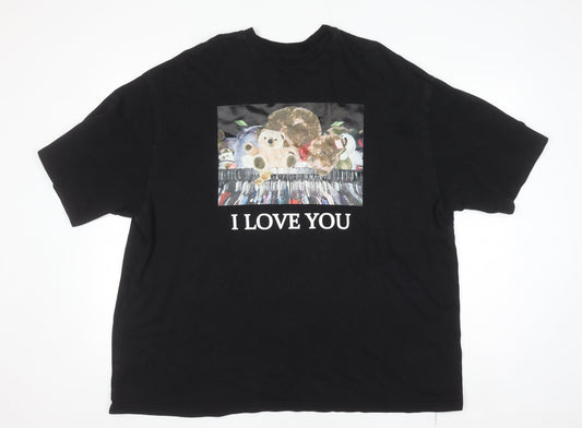 Little Sunny Bite Women's Black Love Graphic T-Shirt M Relaxed Fit