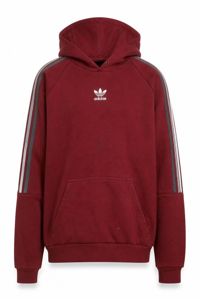 Adidas Men Red Pullover Hoodie M Logo Fleece Sportswear