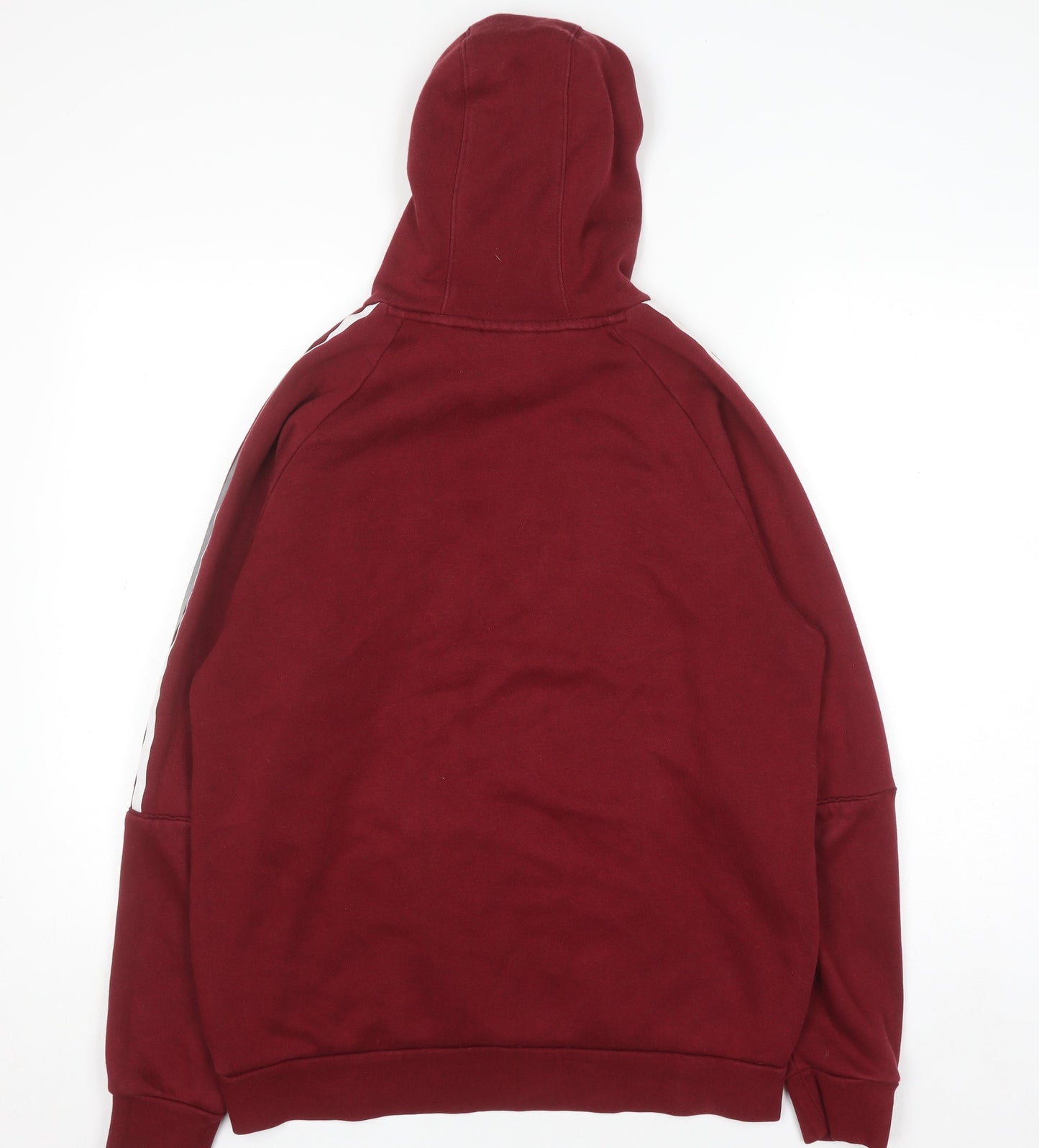 Adidas Men Red Pullover Hoodie M Logo Fleece Sportswear