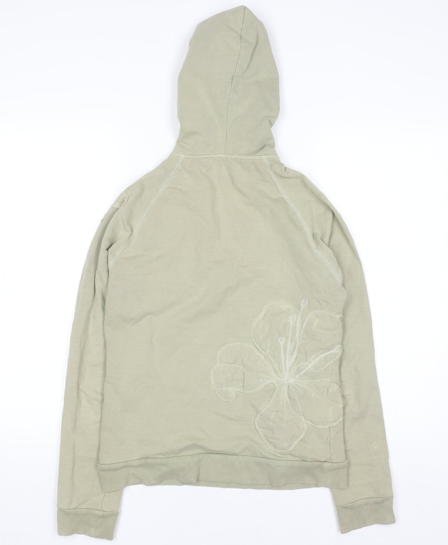 Roxy Women's Beige Embroidered Pullover Hoodie Size L Cotton Blend