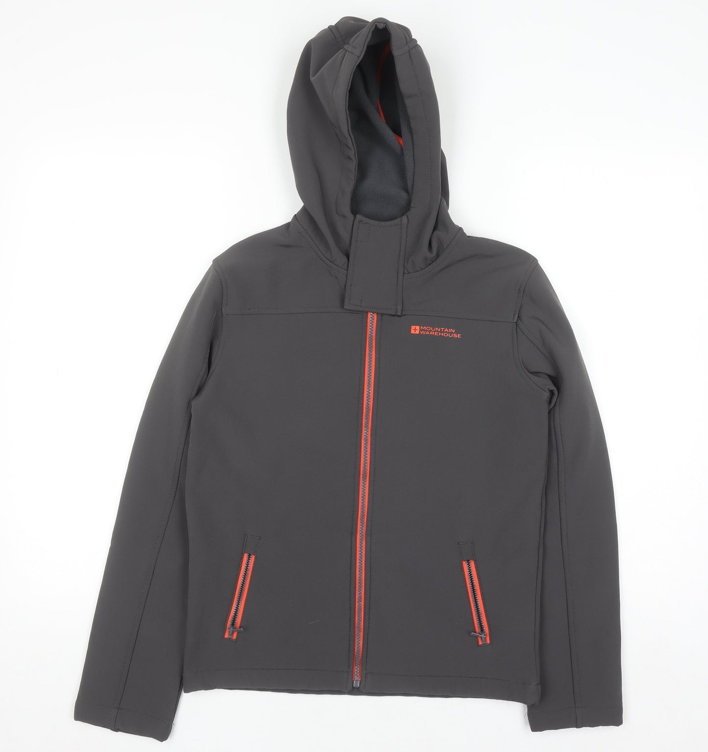 Mountain Warehouse Boys Grey Soft Shell Hooded Jacket 11-12 Years Windproof