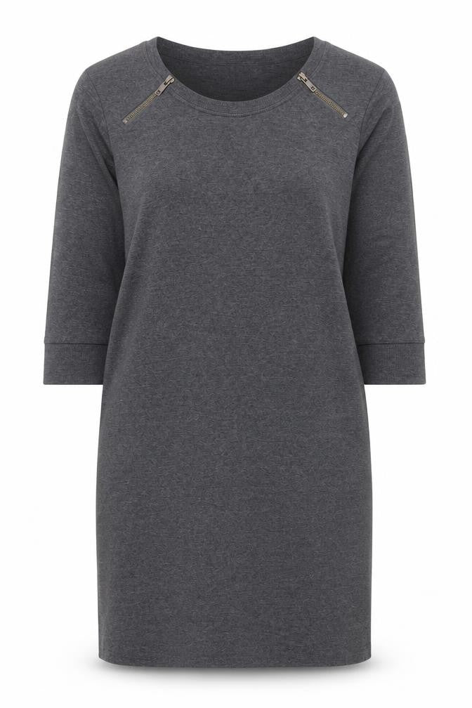 Marks & Spencer Women Grey Size 18 Shift Jersey Zip Detail Dress