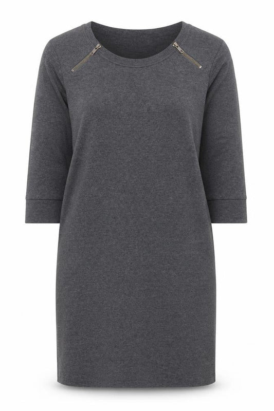 Marks & Spencer Women Grey Size 18 Shift Jersey Zip Detail Dress