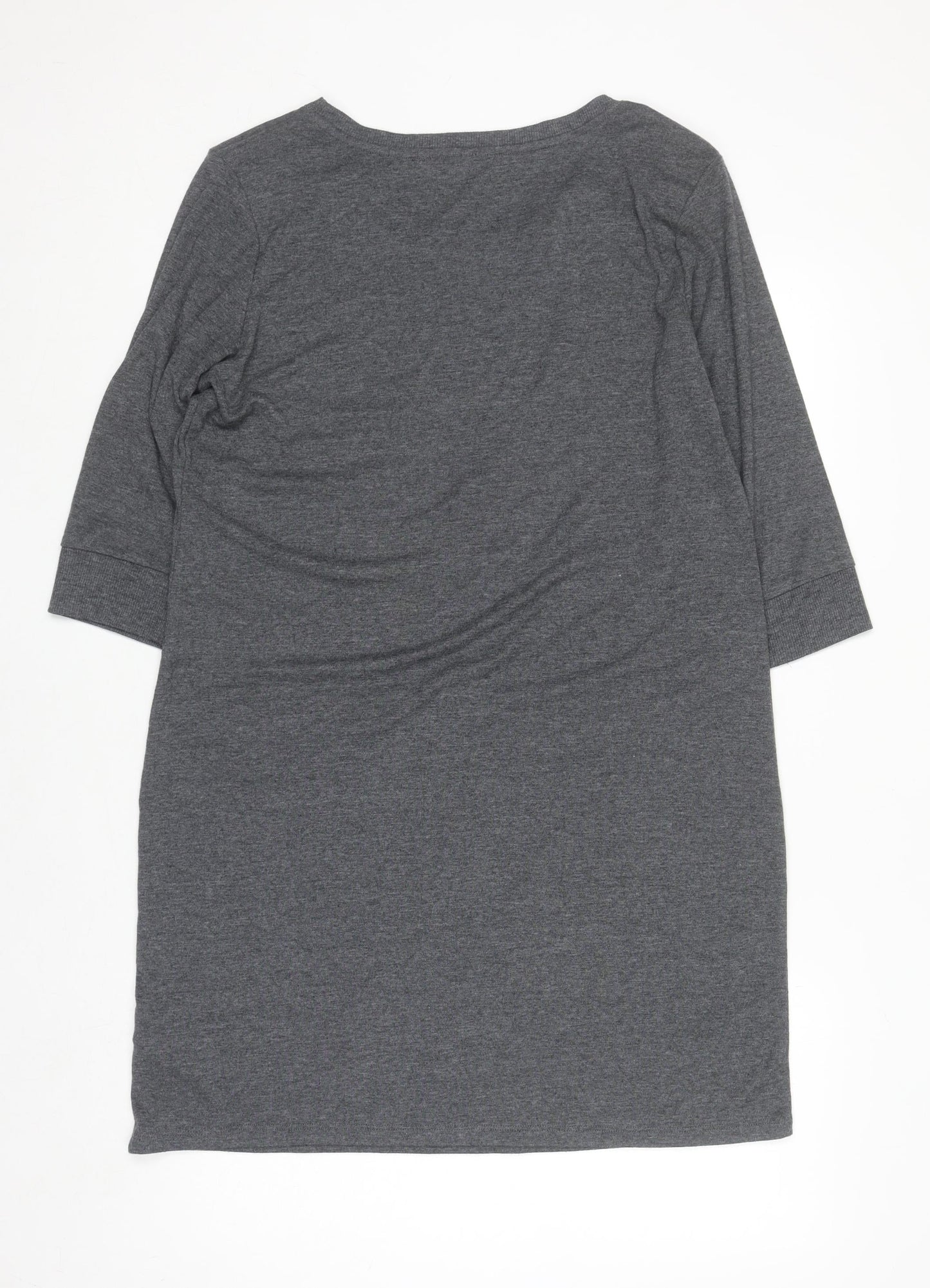Marks and Spencer Women Grey Size 18 Shift Jersey Zip Detail Dress