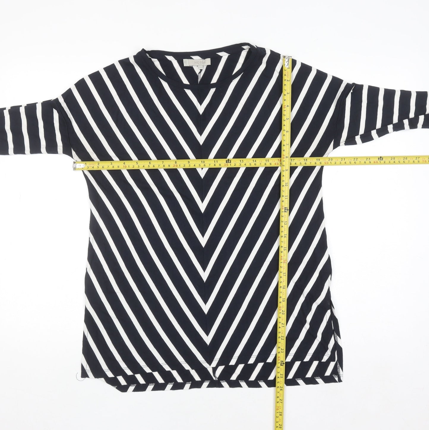 Hobbs Women’s Black White Stripe Long Sleeve Jersey T-Shirt Size S
