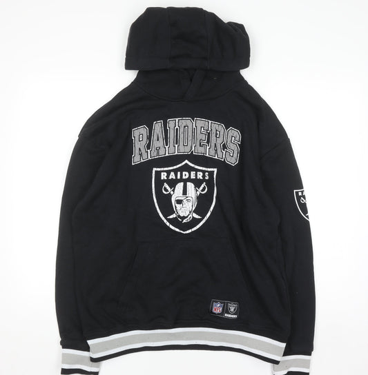 Primark Men’s Black Raiders Pullover Hoodie Size M NFL Graphic Fleece