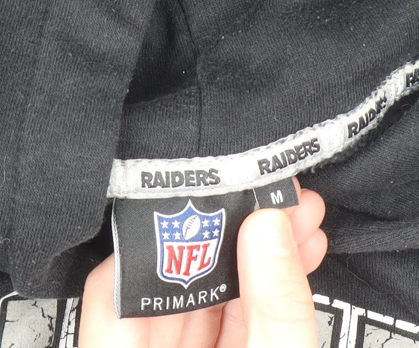 Primark Men’s Black Raiders Pullover Hoodie Size M NFL Graphic Fleece
