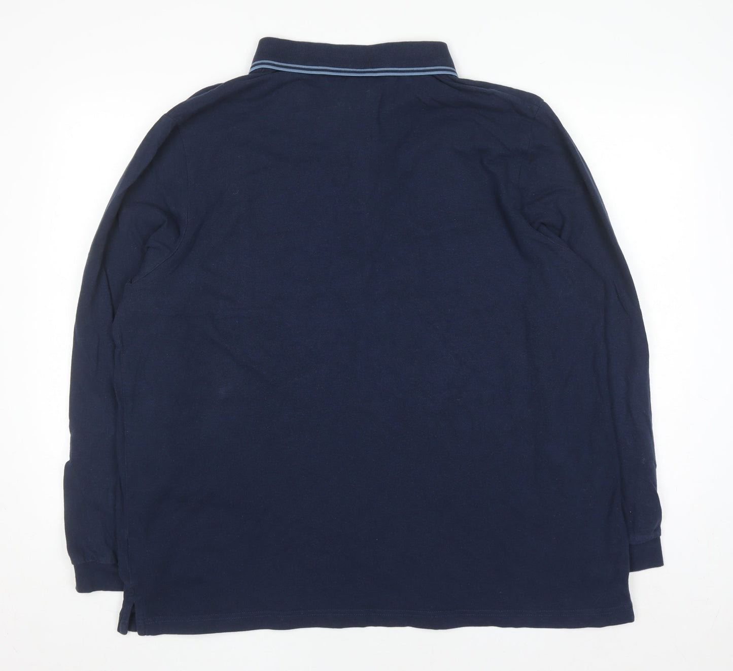 Jacamo Men's Blue Long Sleeve Polo Shirt Big 1X Regular Fit