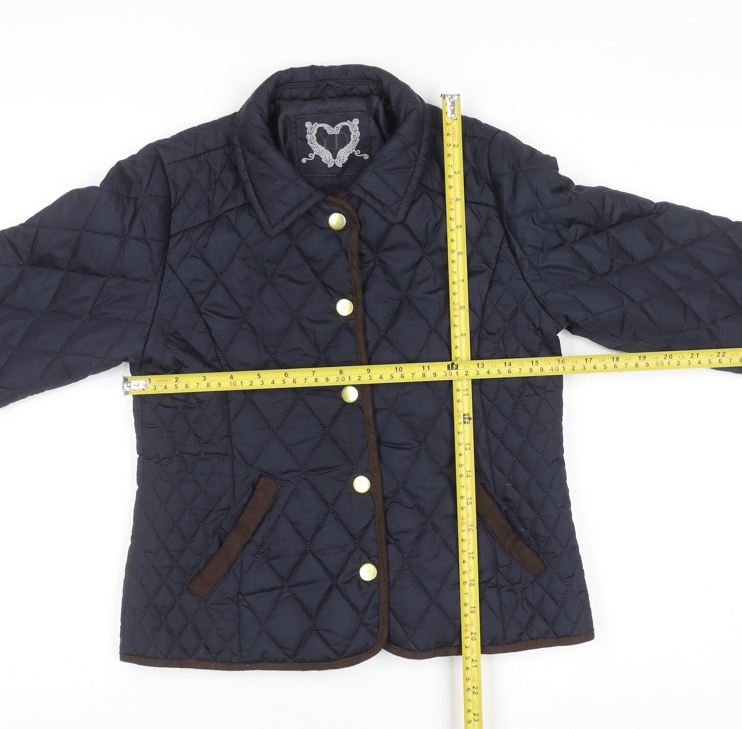 YD Girls Blue Quilted Jacket 11-12 Years Padded Mid-Length Coat