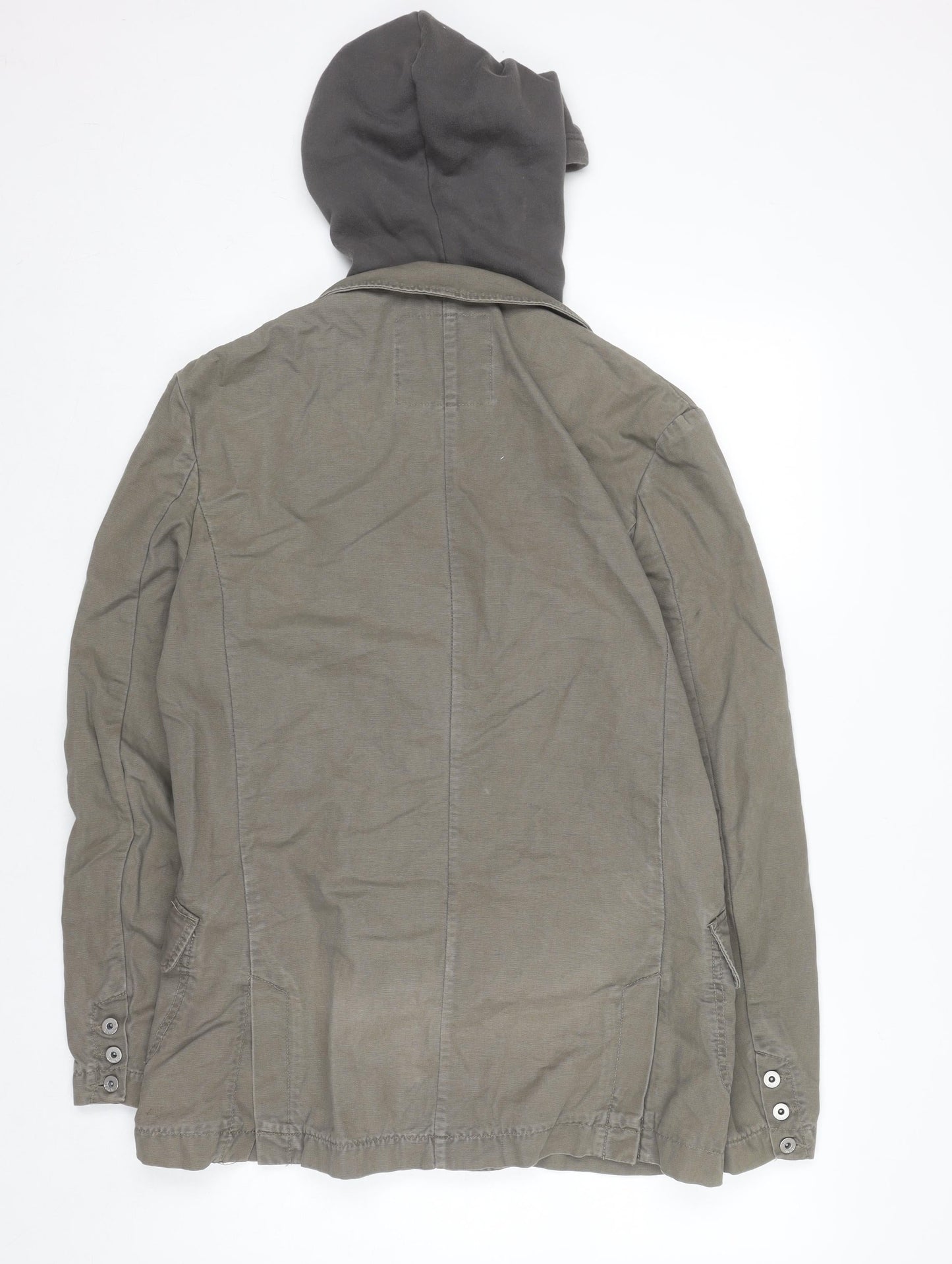 Bench Women Khaki Hooded Blazer Jacket Medium Cotton Casual