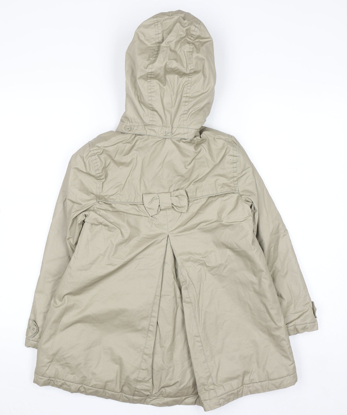 DPAM Girls Beige Hooded Trench Coat 10 Years Double-Breasted Waterproof