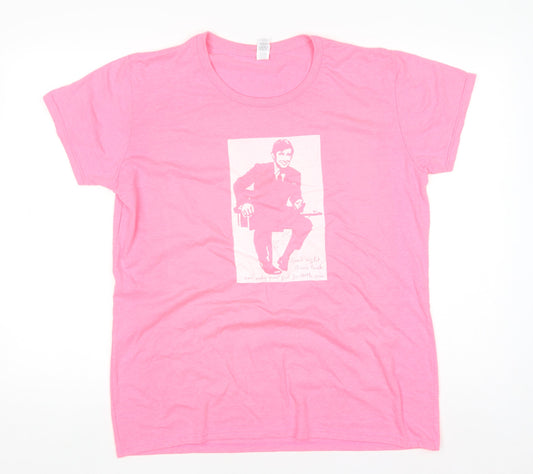 Anvil Womens Pink Graphic T-Shirt XL Short Sleeve Crew Neck