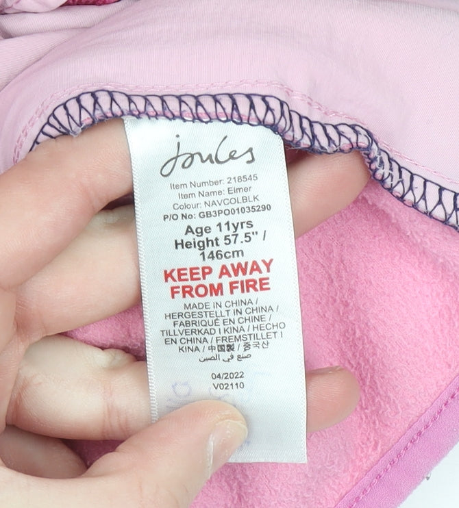 Joules Girls Multicoloured Full Zip Fleece Hoodie Size 11 Years