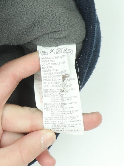Brand and care label for Levi's boys’ blue bomber jacket, size 4, years lined polyester zip-up