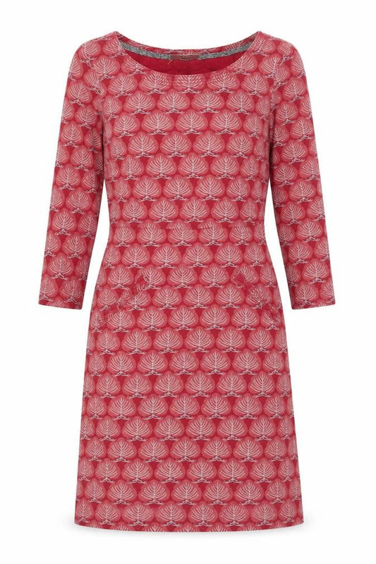 White Stuff Women's Red Geometric Cotton Shift Dress Size 8
