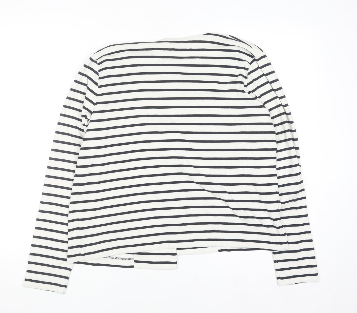 Jaeger Women’s White Striped Cotton Cardigan L Long Sleeve