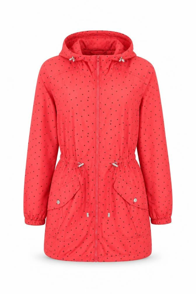 Papaya Weekend Womens Red Polka Dot Hooded Anorak Jacket Size 10
