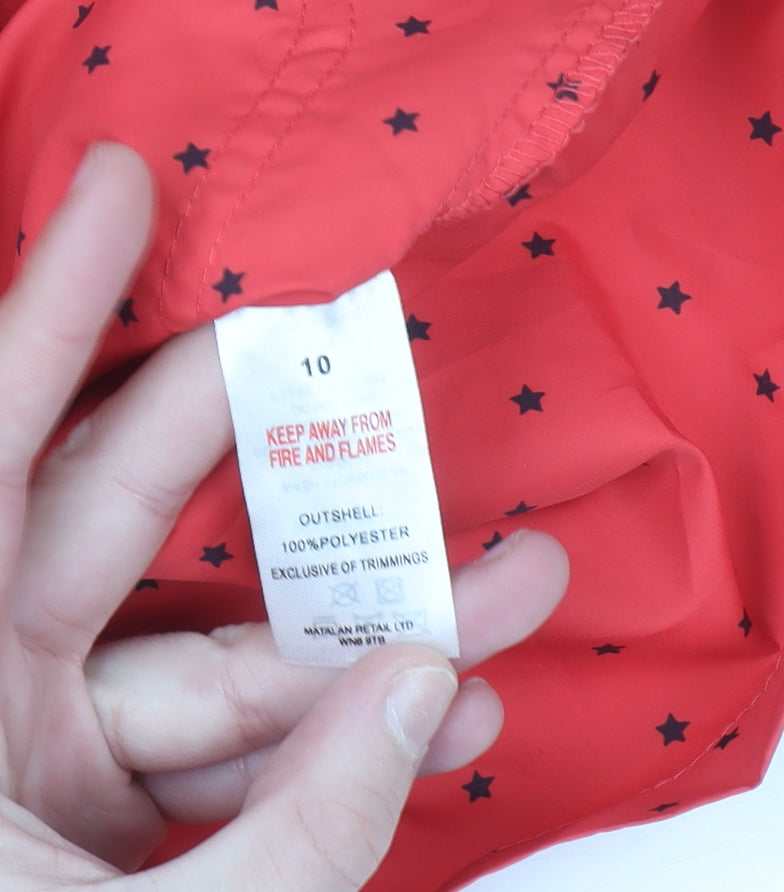 Papaya Weekend Womens Red Polka Dot Hooded Anorak Jacket Size 10
