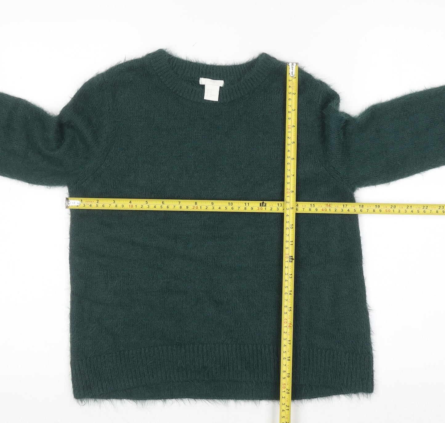 H&M Women’s Green Crew Neck Long Sleeve Knit Jumper XS