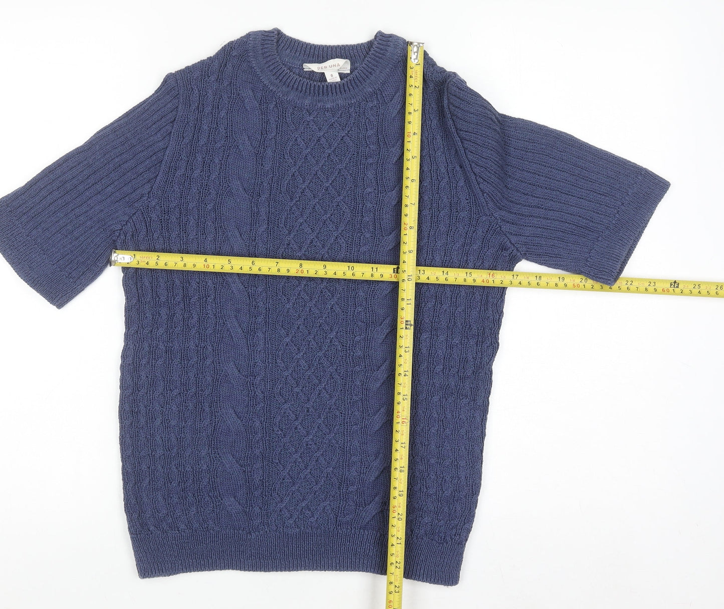 Marks & Spencer Per Una Women’s Blue Knit Short Sleeve Top Size 8