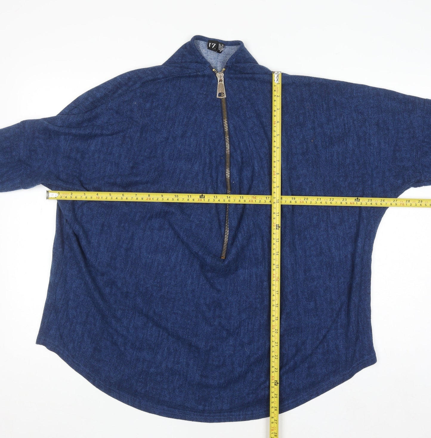 Izabel London Women Blue Size 20 Tunic Zip Knit Long Sleeve Top