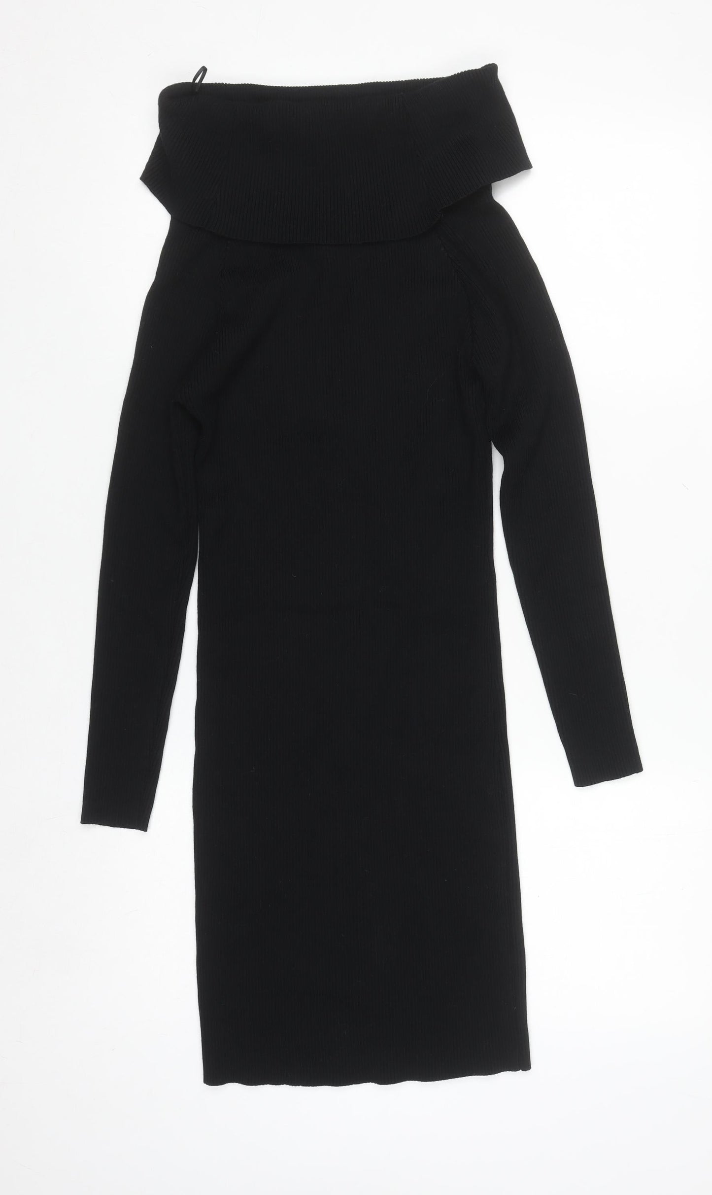 Blue Vanilla Women Black Off Shoulder Knit Bodycon Dress S