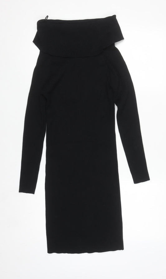 Blue Vanilla Women Black Off Shoulder Knit Bodycon Dress S