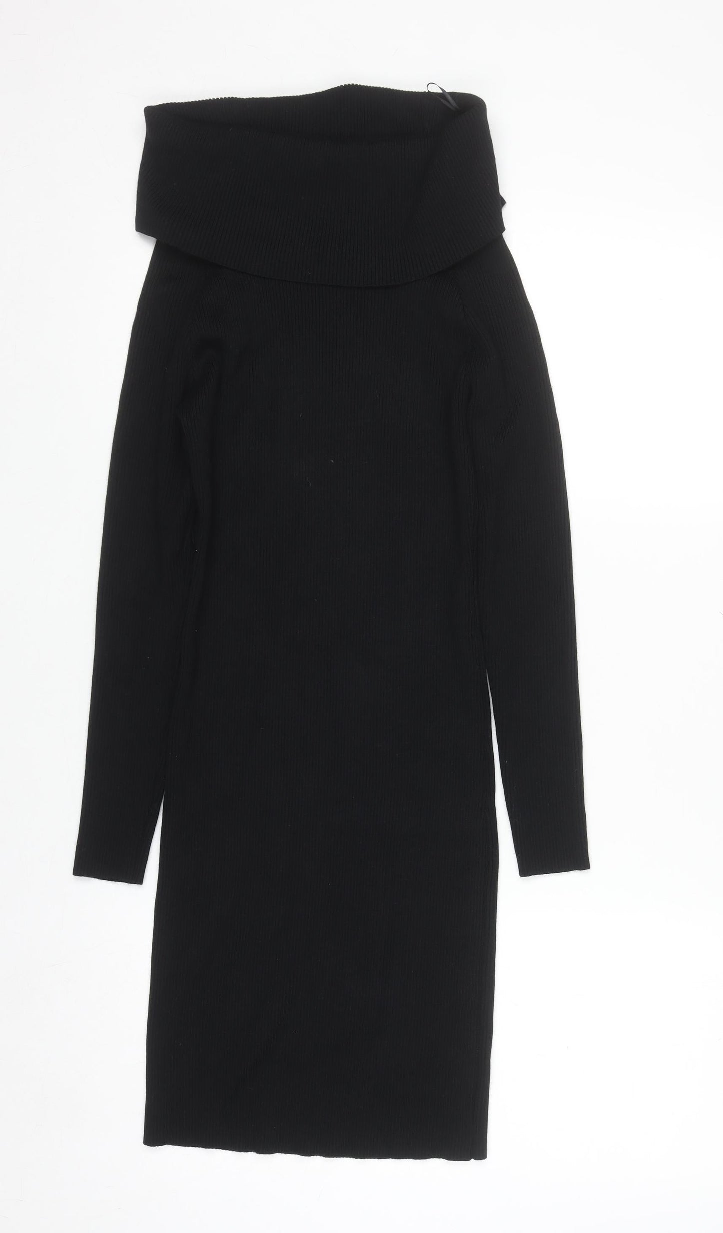 Blue Vanilla Women Black Off Shoulder Knit Bodycon Dress S