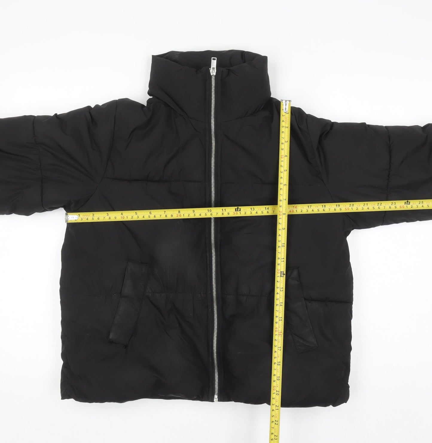 New Look Women's Black Puffer Jacket Size S Quilted Winter Coat