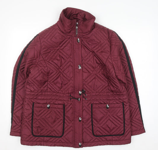 Anna Rose Womens Red Quilted Mid-Length Jacket Size L