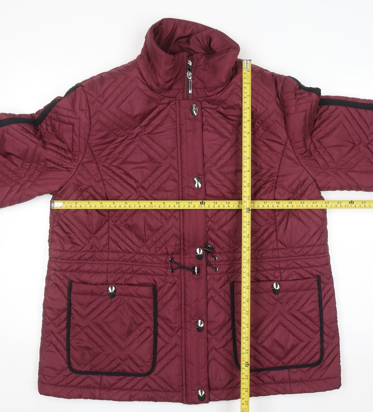 Anna Rose Womens Red Quilted Mid-Length Jacket Size L
