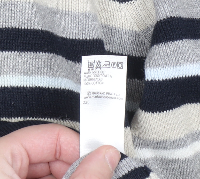 Marks and Spencer Men’s Multicoloured Striped Cotton Jumper Small