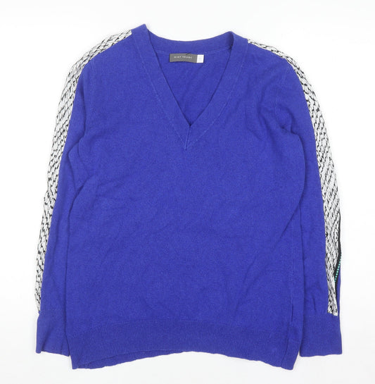 Mint Velvet Women's Blue V-Neck Knit Jumper Size M