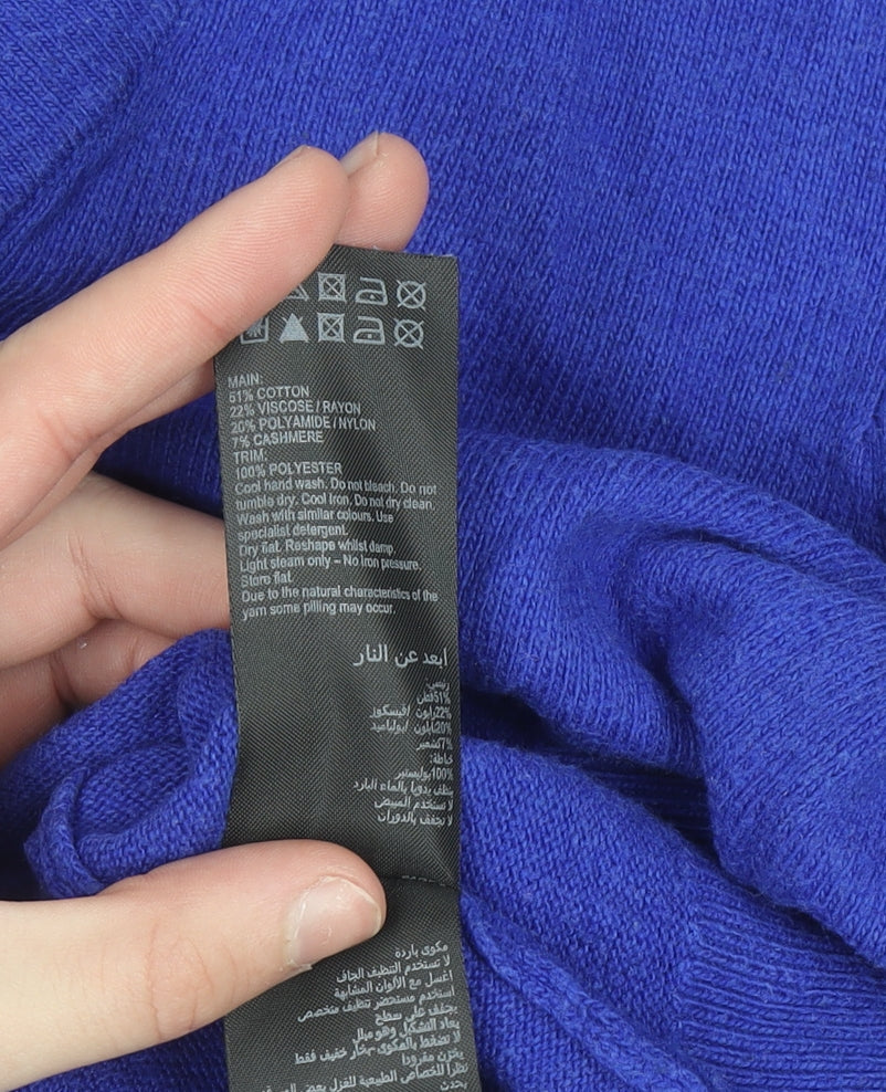 Mint Velvet Women's Blue V-Neck Knit Jumper Size M