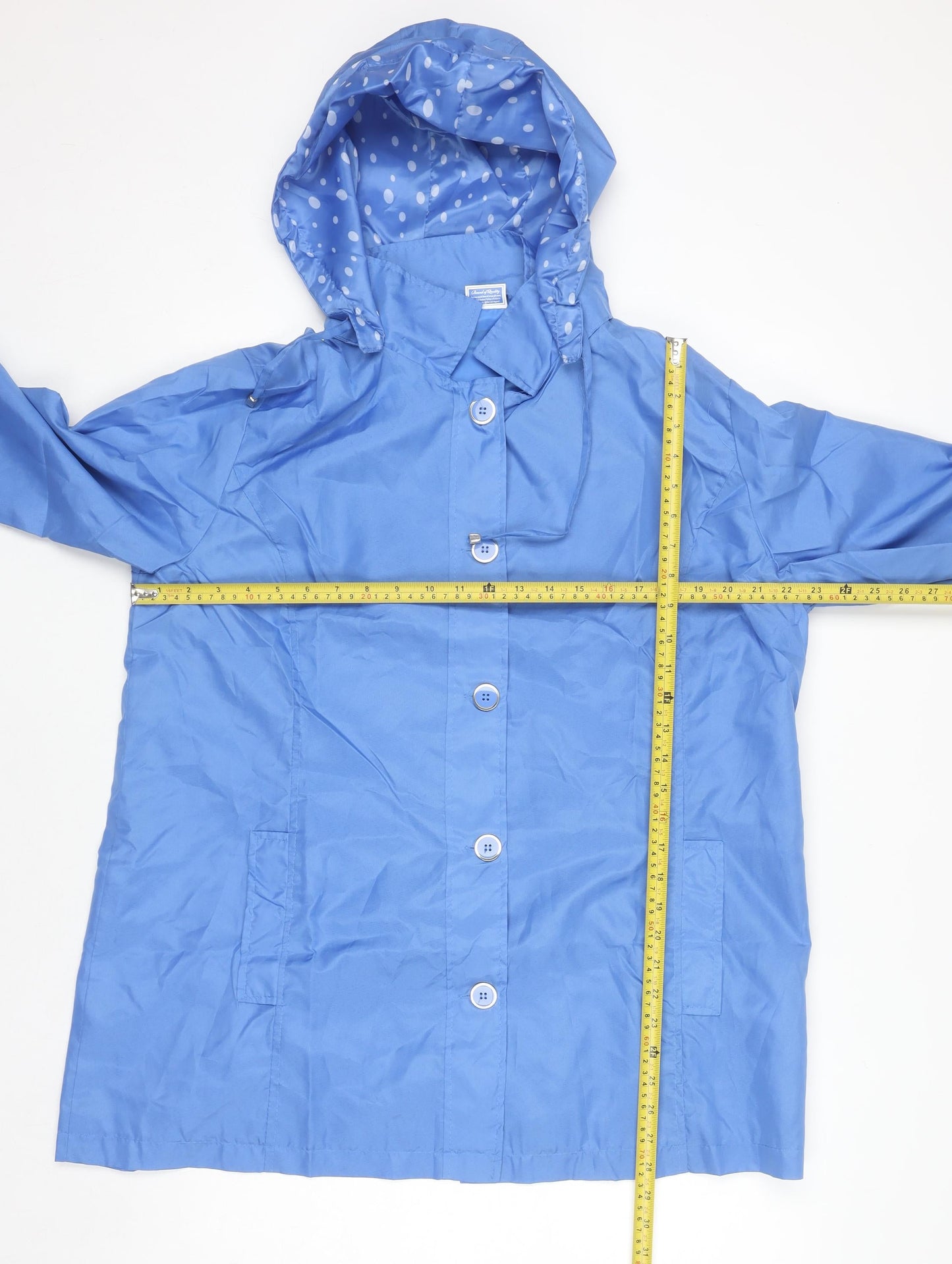 Anne De Lançay Women Blue Mid-Length Hooded Rain Coat Size 18