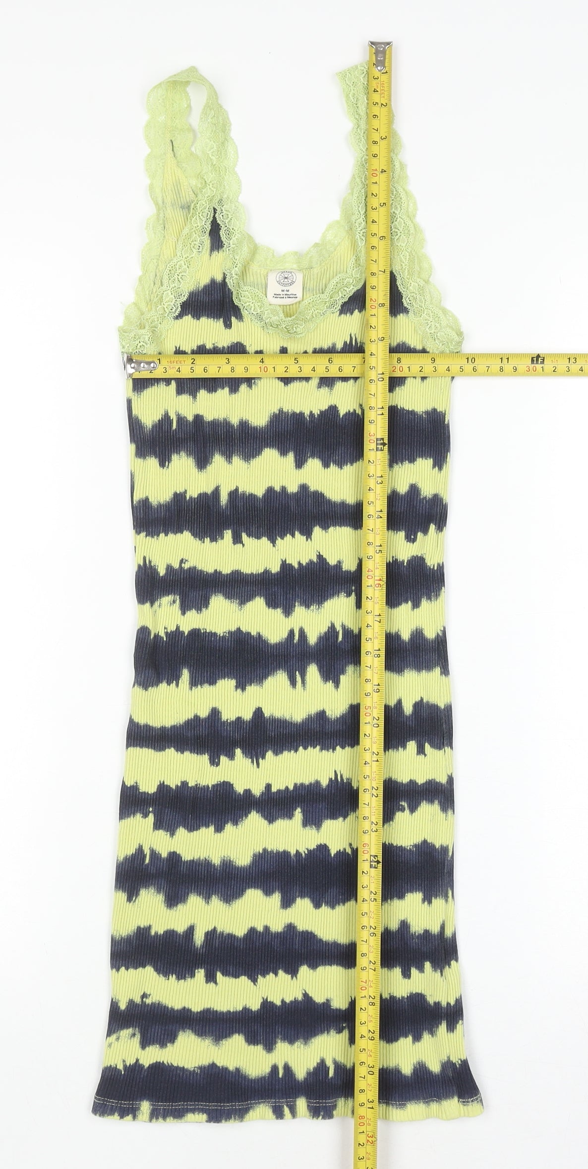 Urban Outfitters Women's Yellow Lace Trim Ribbed Camisole Tank Top M